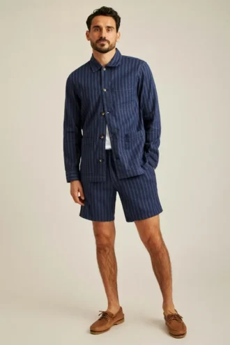 Camisa de lino y algodón elástico