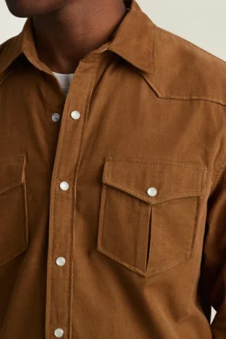 Camisa western de pana para hombre de Bonobos | Estilo resistente de canalé fino