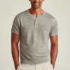 Camisas Henley de lino de manga corta