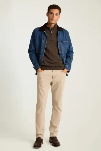 Camiseta de algodón y cachemira lavable con cremallera de un cuarto