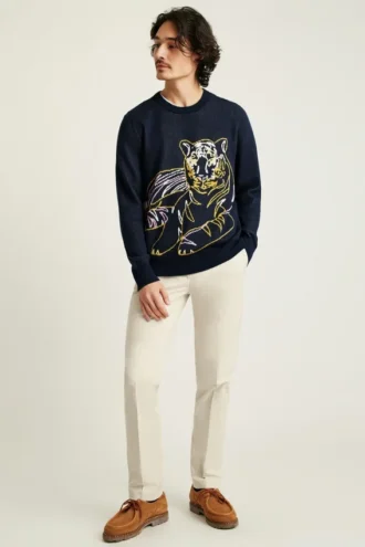 Camiseta de cuello redondo con tigre eléctrico