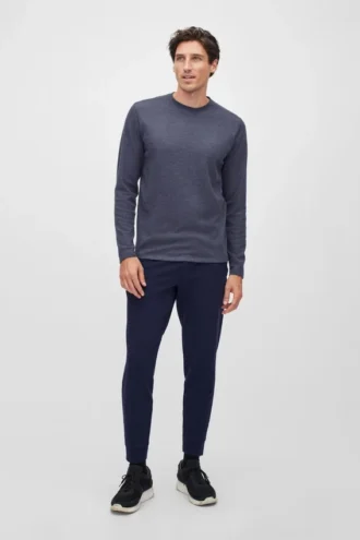 Camiseta de cuello redondo ligera de tejido waffle