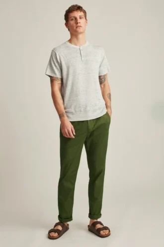 Camiseta Henley de lino de manga corta