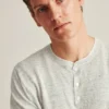 Camiseta Henley de lino de manga corta