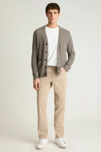 Cardigan de lino y algodón italiano para hombre