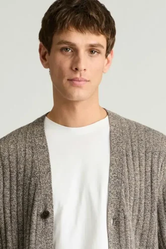 Cardigan de lino y algodón italiano para hombre