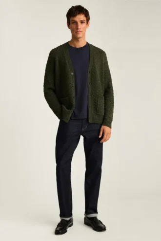 Cardigan de punto trenzado para hombre de Bonobos | Mezcla de merino, estilo tradicional
