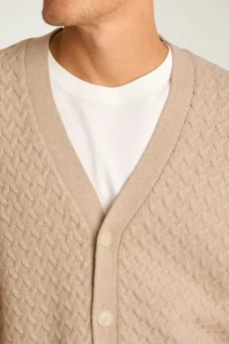 Cardigan de punto trenzado para hombre de Bonobos | Mezcla de merino, estilo tradicional