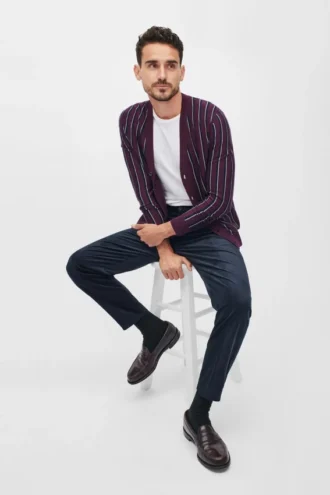 Cardigan de rayas de merino