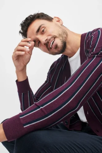 Cardigan de rayas de merino