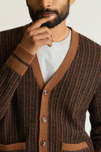 Cardigan retro de merino extrafino