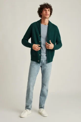 Cardigan tipo chal de algodón y lino