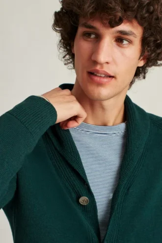 Cardigan tipo chal de algodón y lino