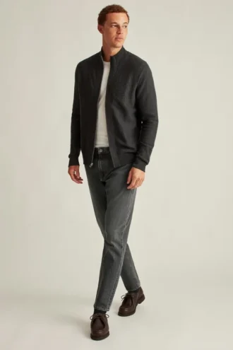 Chaqueta de algodón y cachemira con cremallera completa