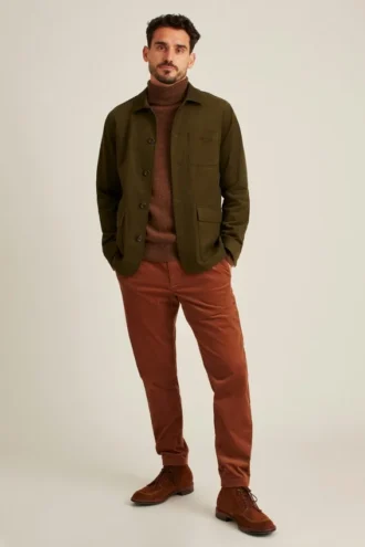 Chaqueta de trabajo de algodón italiano con acabado de gamuza