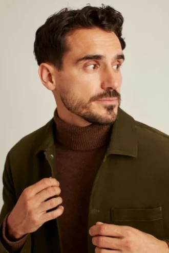 Chaqueta de trabajo de algodón italiano con acabado de gamuza