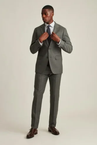 Chaqueta de traje de lana cepillada elástica italiana