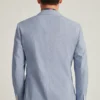Chaqueta de traje italiana de seersucker elástico – Chaqueta de traje blanca y azul marino