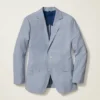 Chaqueta de traje italiana de seersucker elástico – Chaqueta de traje blanca y azul marino