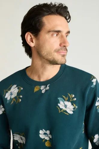 Cuello redondo de felpa francesa bordada