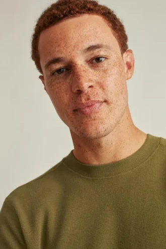 Jersey de cuello redondo con tejido de gofre