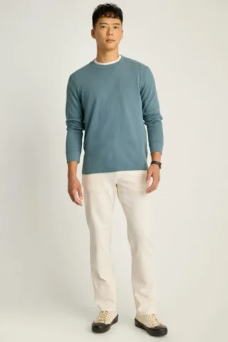 Jersey de cuello redondo con textura de gofre