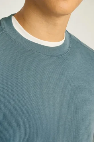 Jersey de cuello redondo con textura de gofre