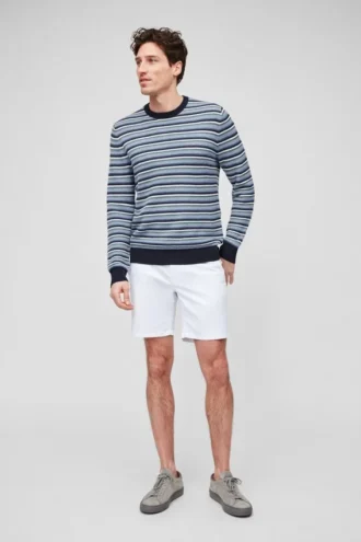 Jersey de cuello redondo de algodón y lino