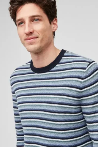 Jersey de cuello redondo de algodón y lino