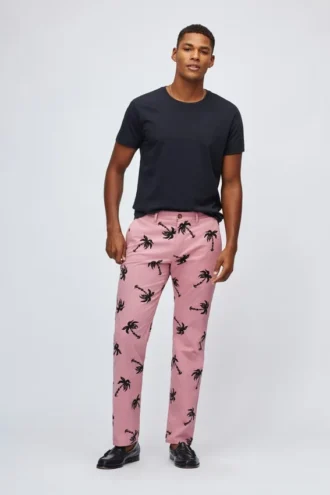 Pantalón chino elástico estampado