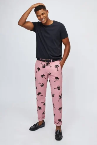 Pantalón chino elástico estampado