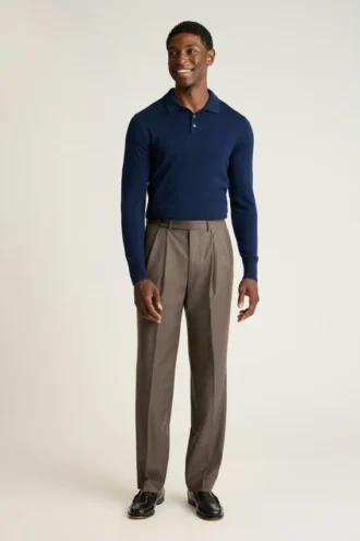 Pantalón de lana plisada italiana