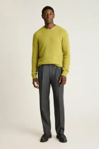 Pantalón de lana plisada italiana