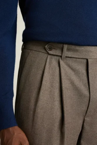 Pantalón de lana plisada italiana