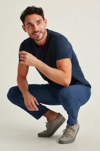 Pantalones chinos con tecnología de teñido de hilo