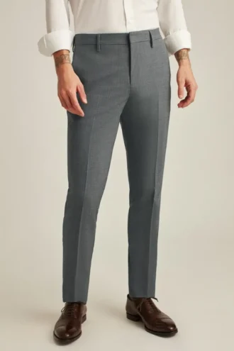 Pantalones de vestir de lana elástica para hombre