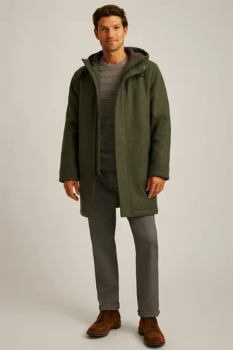 Parka – Chaqueta parka de lana italiana para hombre