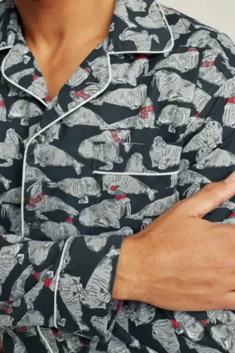 Pijama de algodón elástico con estampado de animales