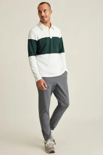 Polo de manga larga de piqué elástico