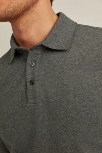 Polo de manga larga de piqué elástico