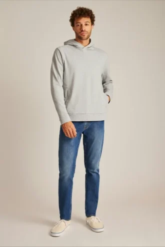 Sudadera con capucha de felpa francesa elástica y botones a presión