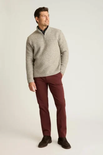 Sudadera de lana italiana con cremallera de un cuarto