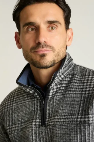 Sudadera de lana italiana con cremallera de un cuarto