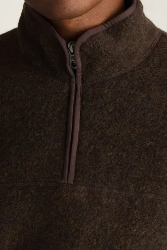 Sudadera de lana italiana con cremallera de un cuarto