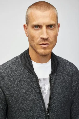 Suéter bomber de algodón y cachemira