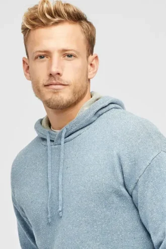 Suéter con capucha tipo poncho de algodón