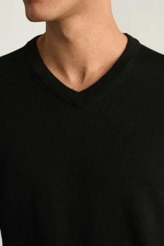 Suéter de cuello en V de lana merino lavable