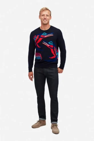 Suéter de cuello redondo con cocodrilo