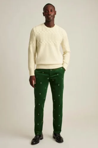 Suéter de cuello redondo con trenzado