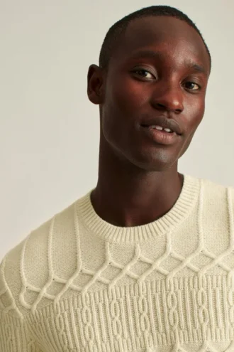 Suéter de cuello redondo con trenzado